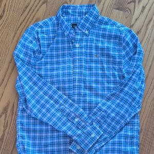 Vineyard Vines Kids Blue and White Plaid Shirt